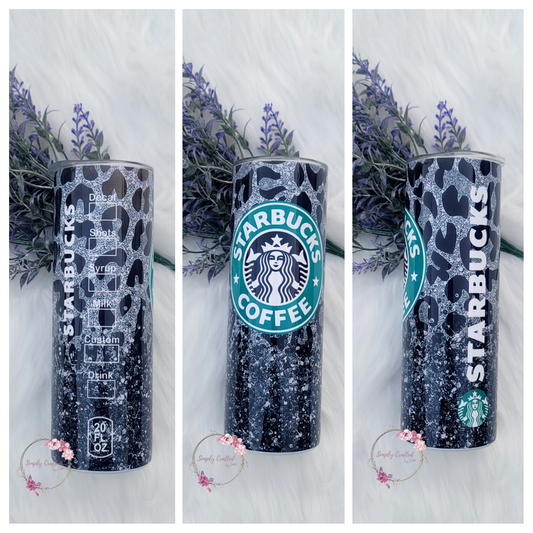 Starbucks Leopard Black/Sliver Glitter